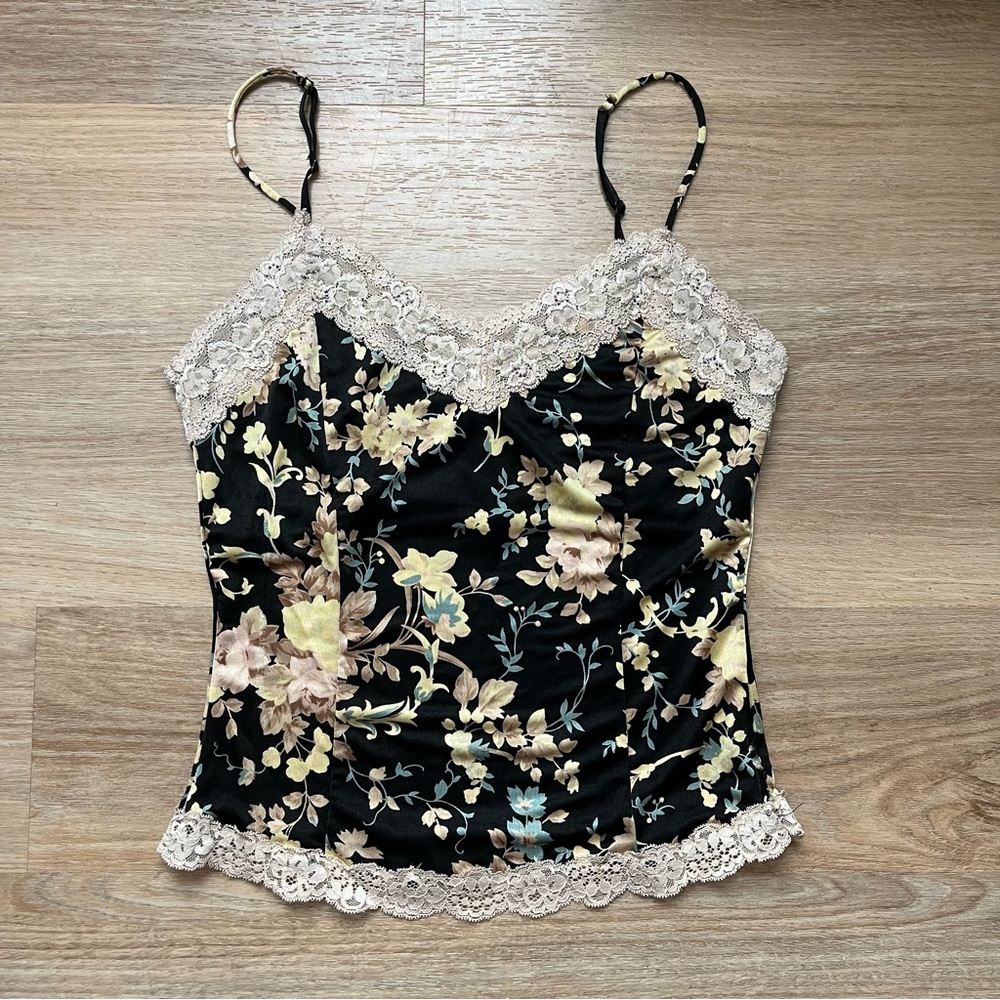 Express Floral Lace Trim Camisole Top